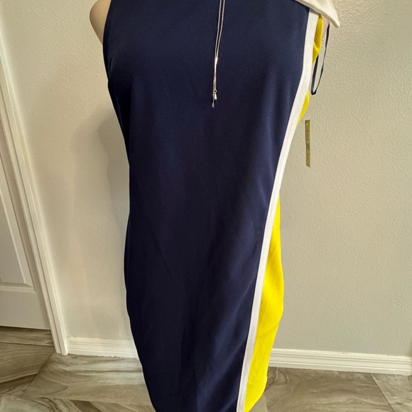 Glamour Dresses & Skirts - Glamour One Shoulder Dress in Navy and Yellow